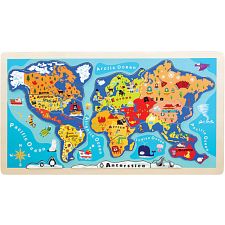 Little Moppet: World Map Wooden Tray Puzzle