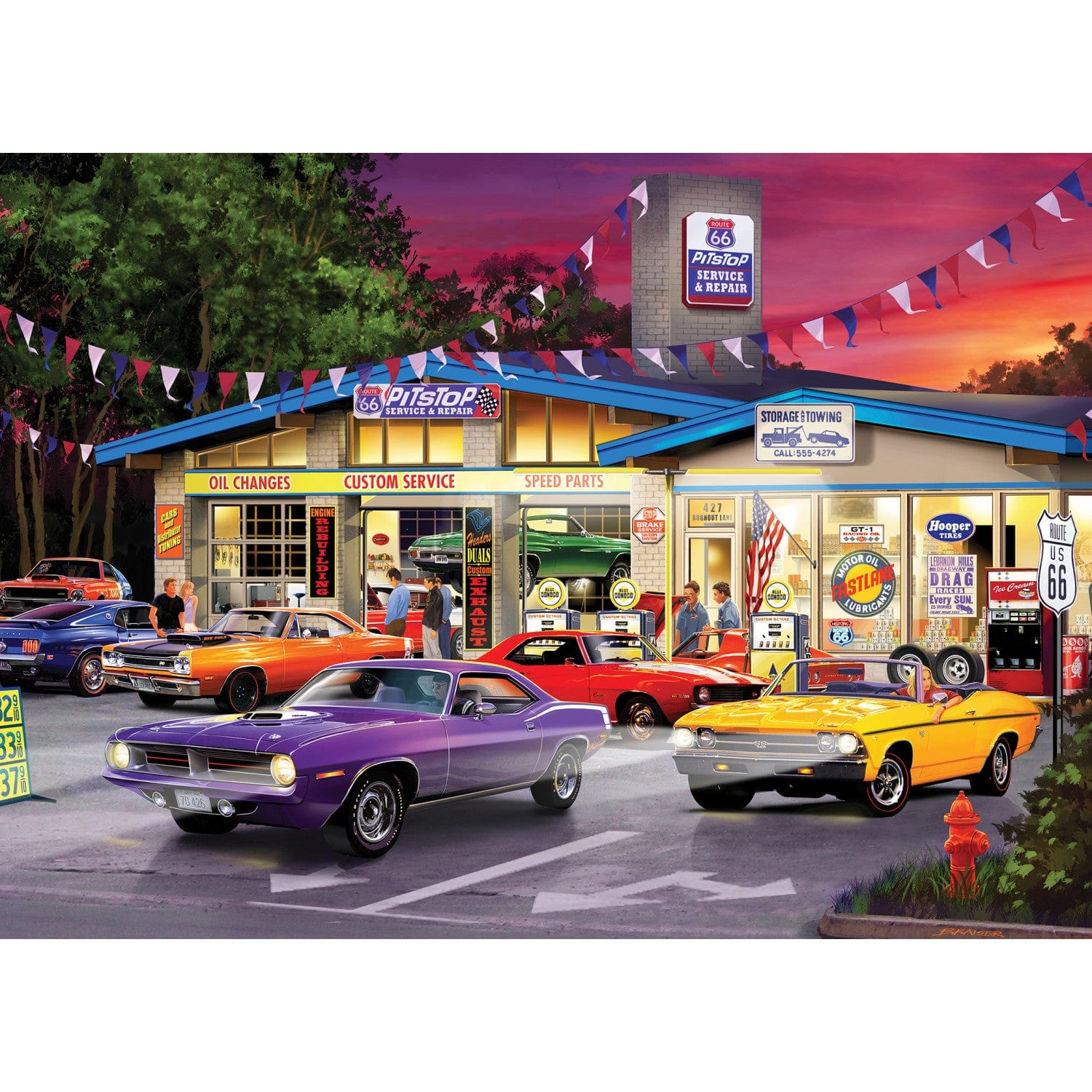 Cruisin' Rt 66 - Pitstop 1000 Piece Puzzle